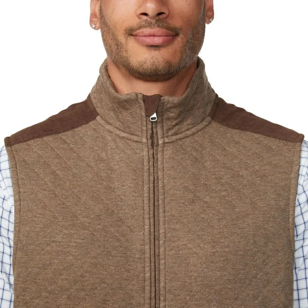 Bonobos Mens Midtown Vest Quilted Cotton Blend Tan Brown NWT